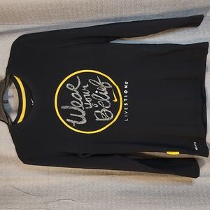 Nike LiveStrong Long Sleeve Black Dri-Fit Cotton Tee Sz Med